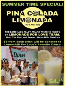 Lemonaid for love partners with gyotaku flyer. Pina Colada Limonada 