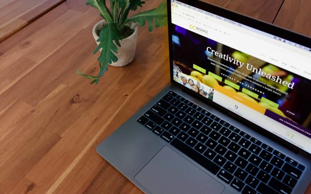 Laptop on desk with Bizgenics homepage